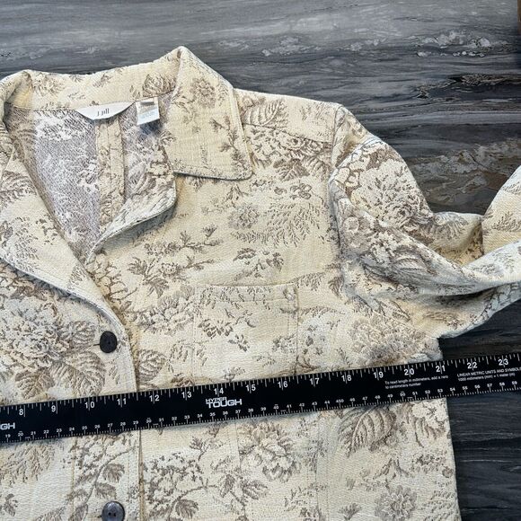 J Jill Womens Blazer Large Beige Floral Pockets Button Up Tapestry Church Office - Picture 9 of 12